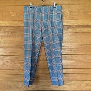 Dsquared plaid red white and blue wool linen blend trousers